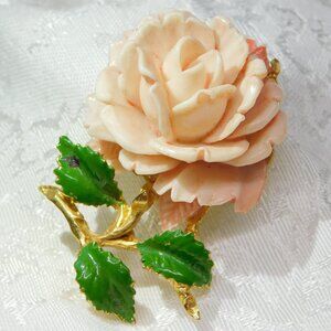 Vintage Soft Pink Rose Brooch